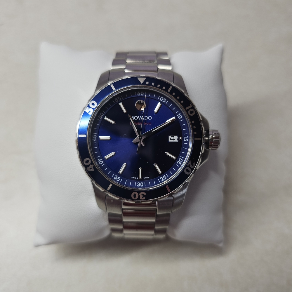 Movado Series 800 Blue and Silver Watch